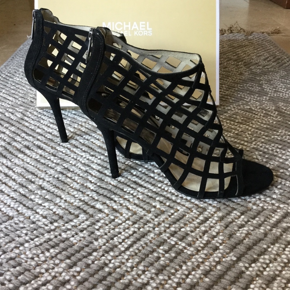Michael Kors Black Suede Cage Shoes